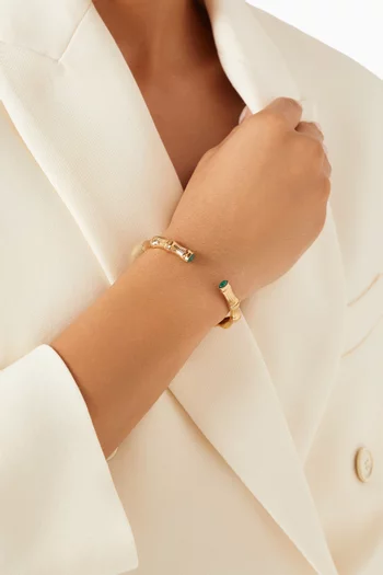 Bambou Malachite Bangle in Gold-plated Metal