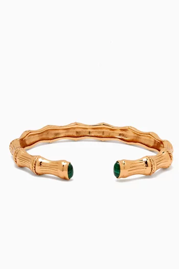 Bambou Malachite Bangle in Gold-plated Metal