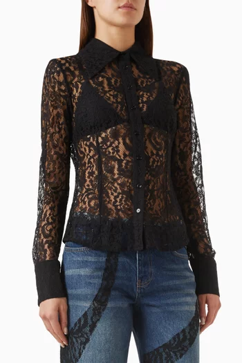 Wide-collar Shirt in Lace