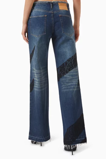 Lace-trim Flared Jeans in Denim