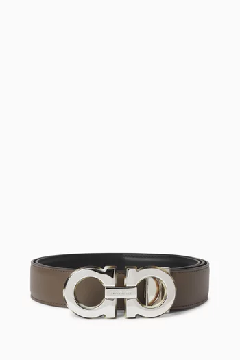 Gancini Reversible Belt in Leather