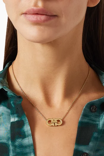 Gancini Pendant Necklace in Gold-tone Brass
