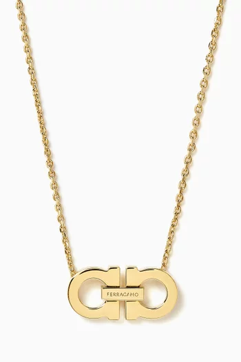 Gancini Pendant Necklace in Gold-tone Brass