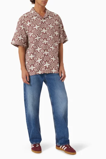 Wavy Optic Jacquard Shirt in Cotton