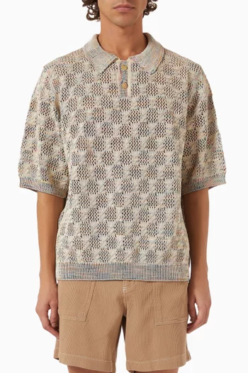 Cable Lace Polo Shirt in Cotton