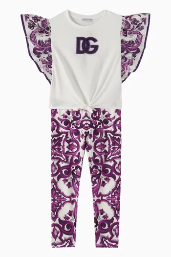 Majolica Print Leggings in Cotton Interlock