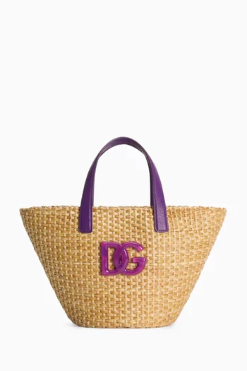 Majolica-print Coffa Bag in Raffia
