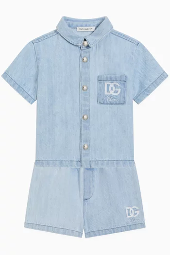 Logo Embroidered Shorts in Denim