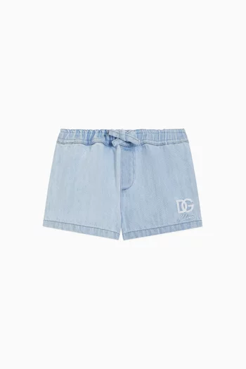 Logo Embroidered Shorts in Denim