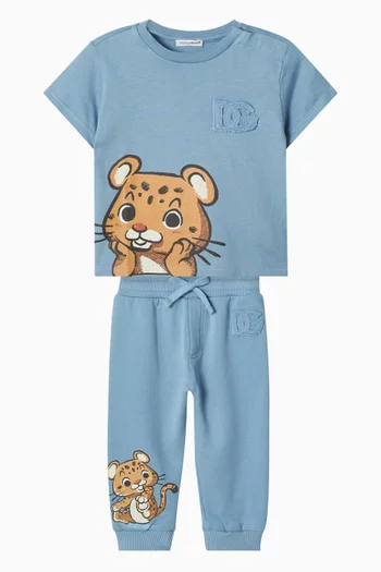 Leopard Sweatpants in Cotton-fleece