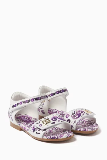 Majolica-print Sandals in Leather