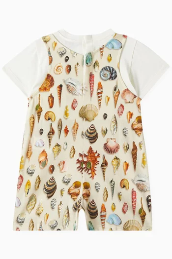 Shell-print Romper in Cotton