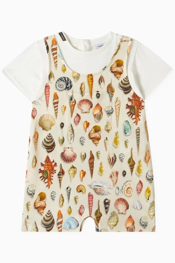 Shell-print Romper in Cotton