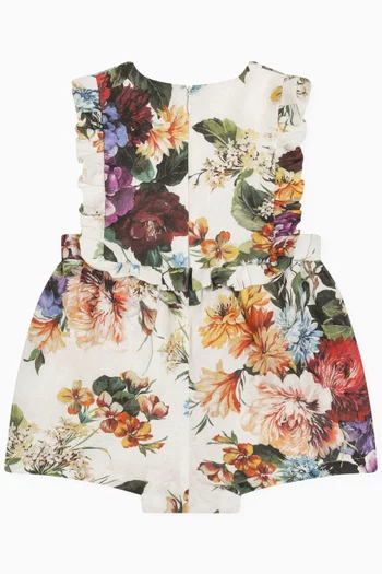 Floral-print Romper in Linen