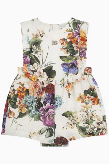Floral-print Romper in Linen