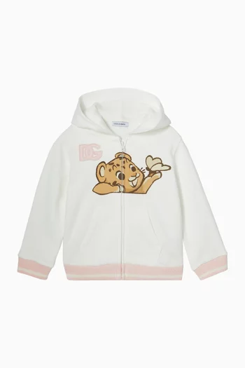 Lion Zip Hoodie in Cotton