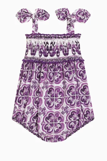 Majolica-print Romper in Cotton-poplin
