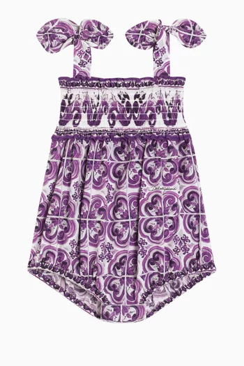 Majolica-print Romper in Cotton-poplin