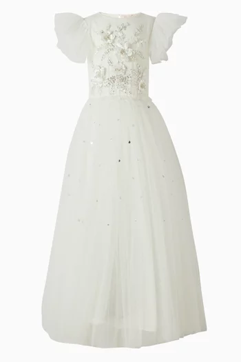 فستان سهرة توتو مزين بزهور