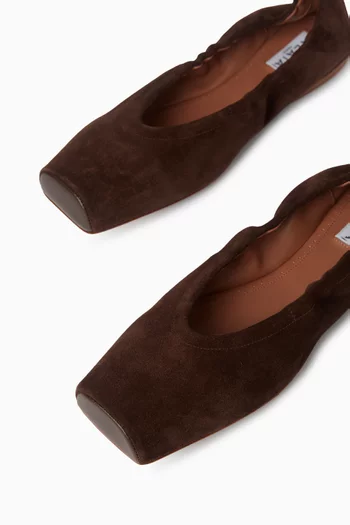 Square Ballet Flats in Suede