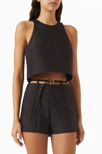 Otis Crop Tank Top in Cotton Satin