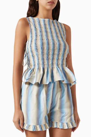Ombre Stripe Ruffle Top in Organic Cotton