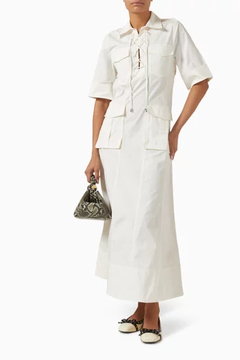 Tie String Maxi Dress in Stretch Cotton