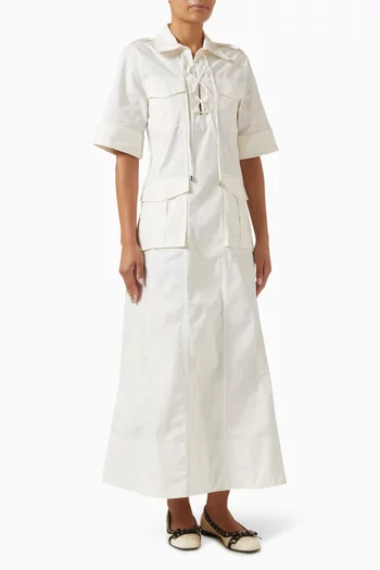Tie String Maxi Dress in Stretch Cotton