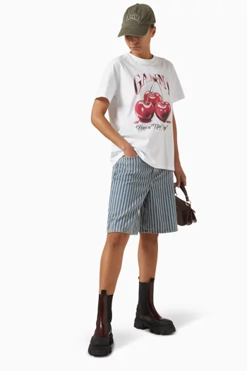 Striped Shorts in Denim