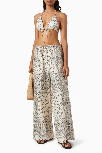Drawstring Wide-leg Pants in Cotton