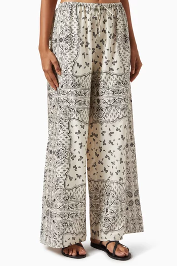 Drawstring Wide-leg Pants in Cotton