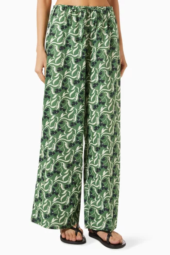 Drawstring Wide-leg Pants in Cotton