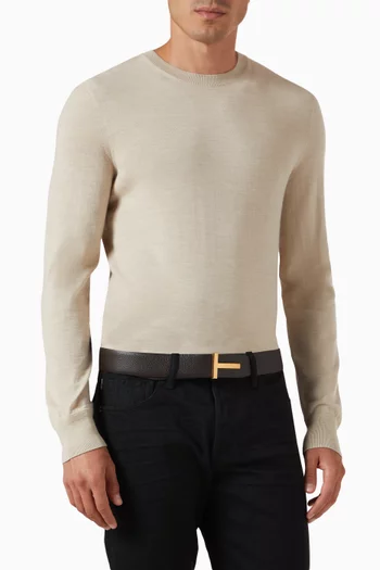 T Icon Reversible Belt in Leather