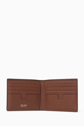 محفظة ثنائية الطيّ بفتحة حرف T جلد