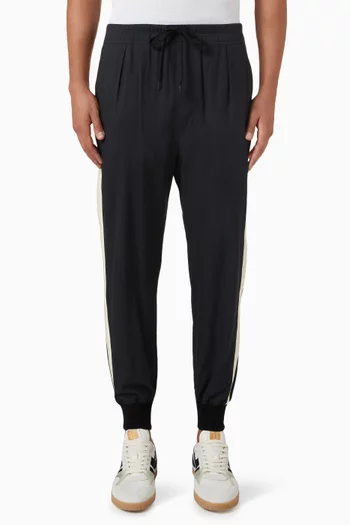 Striped Track Pants in Silk Twill