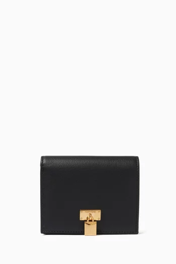 Padlock Compact Wallet in Natural Grain Leather