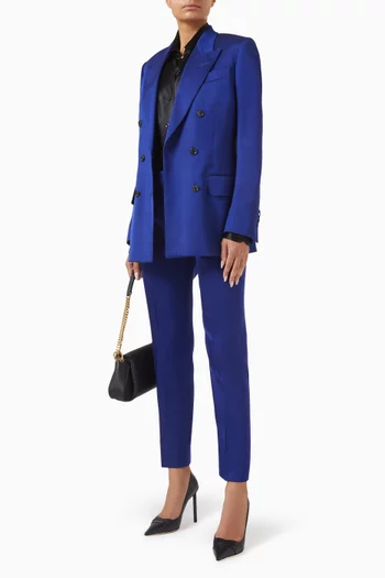 جاكيت بصفي أزرار حرير وصوف تويل