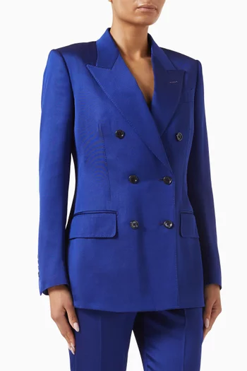 جاكيت بصفي أزرار حرير وصوف تويل