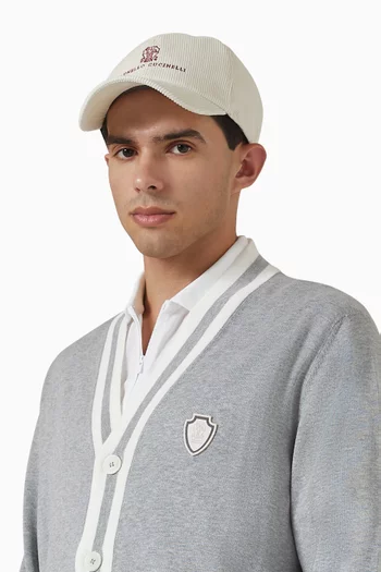 Embroidered Baseball Cap in Corduroy