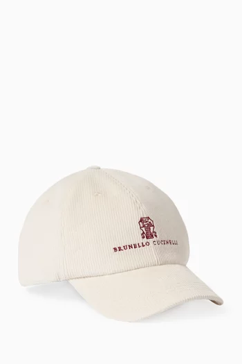Embroidered Baseball Cap in Corduroy