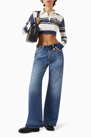 بنطال جينز بزر وسحّاب خفي قطن