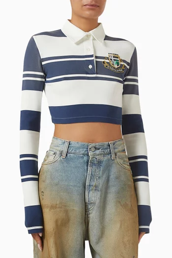 Striped Crop Polo in Organic Cotton Blend