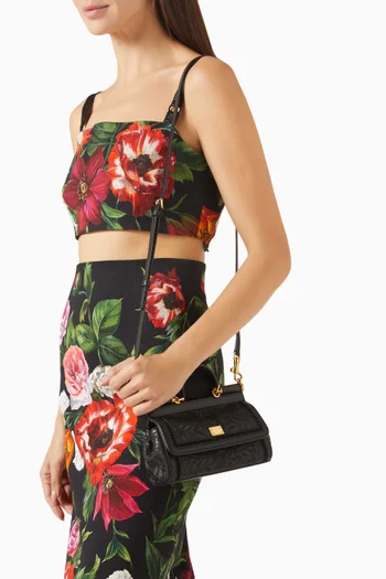 حقيبة سيسيلي صغيرة مطرزة بيد علوية جلد