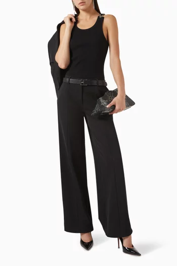 Overall Buckle Ribbed Tank Top in Cotton