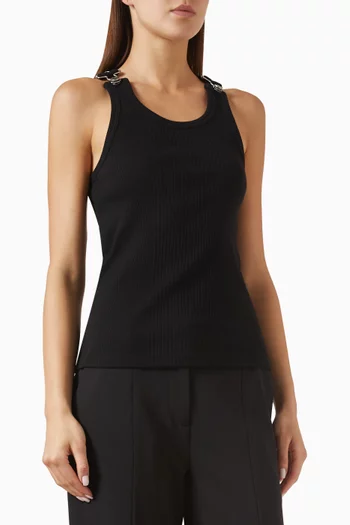 Overall Buckle Ribbed Tank Top in Cotton