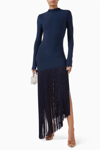 Jade Tassel Maxi Dress in Lycra