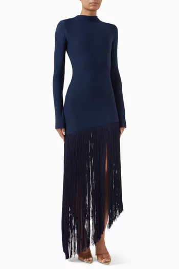 Jade Tassel Maxi Dress in Lycra