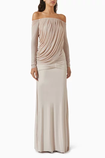 Jane Off-shoulder Drape Dress