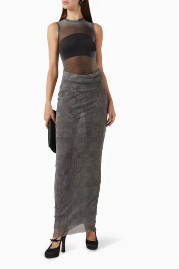 فستان برنس اوف ويلز طويل قماش شبكي