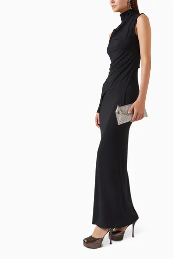 فستان طويل بحمالات جوارب من الملابس الداخلية فيسكوز